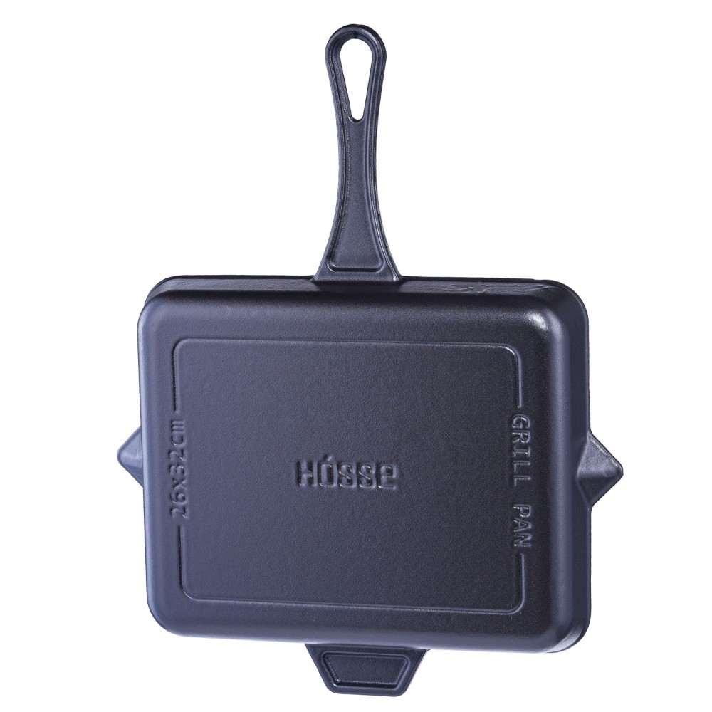 Geëmailleerde grillpan gietijzer Hosse, Black Onyx, 26x32cm | Grillpan gietijzer | Gietijzeren pan |