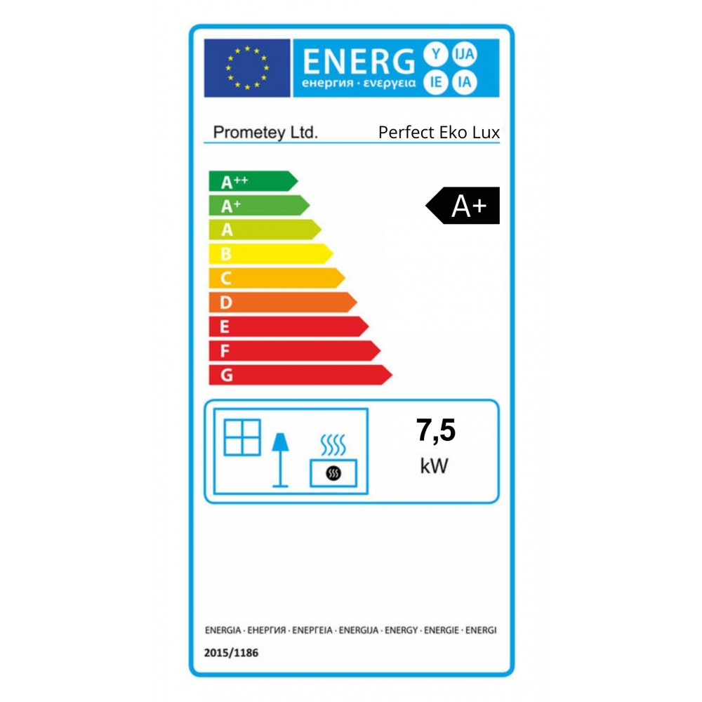 Hout fornuis Prometey Perfect Eco Lux met linker rookkanaal, bordeauxrood, 7.5kW |  |  |