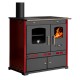 Hout fornuis Prometey Perfect Eco Lux met linker rookkanaal, bordeauxrood, 7.5kW |  |  |