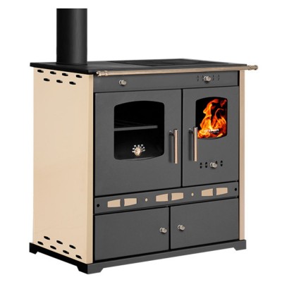 Hout fornuis Prometey Perfect Eco Lux met linker rookkanaal, ivoor, 7.5kW - Prometey
