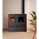 Hout fornuis Prometey Perfect Eco Lux met rechter rookkanaal, bordeauxrood, 7.5kW |  |  |
