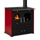 Hout fornuis Prometey Perfect Eco Lux met rechter rookkanaal, bordeauxrood, 7.5kW |  |  |
