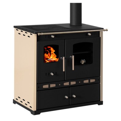Hout fornuis Prometey Perfect Eco Lux met rechter rookkanaal, ivoor, 7.5kW - Prometey