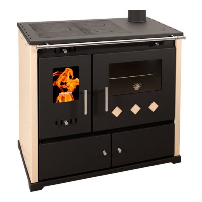 Hout fornuis Prometey Perfect Practik Lux, ivoor, rechter schoorsteen, 9.5kW - Prometey