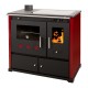 Hout fornuis Prometey Perfect Practik Lux met keramische kookplaat, linker rookkanaal, bordeauxrood, 9.5kW |  |  |