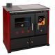 Hout fornuis Prometey Perfect Practik Lux met keramische kookplaat, linker rookkanaal, bordeauxrood, 9.5kW |  |  |