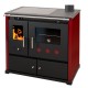 Hout fornuis Prometey Perfect Practik Lux met keramische kookplaat, rechts rookkanaal, bordeauxrood, 9.5kW |  |  |