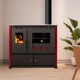 Hout fornuis Prometey Perfect Practik Lux met keramische kookplaat, rechts rookkanaal, bordeauxrood, 9.5kW |  |  |