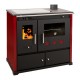 Hout fornuis Prometey Perfect Practik Lux met keramische kookplaat, rechts rookkanaal, bordeauxrood, 9.5kW |  |  |