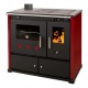 Hout fornuis Prometey Perfect Practik Lux met linker rookkanaal, bordeauxrood, 9.5kW |  |  |