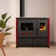 Hout fornuis Prometey Perfect Practik Lux met linker rookkanaal, bordeauxrood, 9.5kW |  |  |