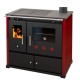 Hout fornuis Prometey Perfect Practik Lux met rechter rookkanaal, bordeauxrood, 9.5kW |  |  |