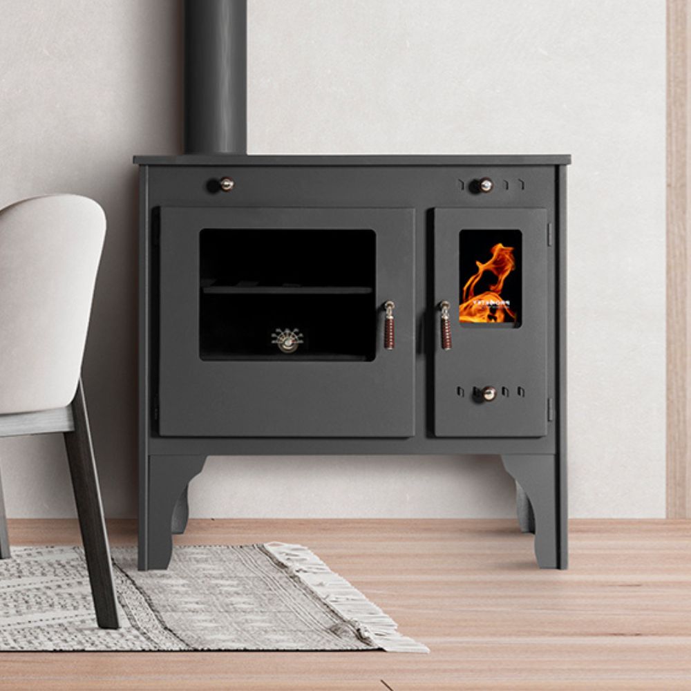 Hout fornuis Prometey Retro Eco met linker rookkanaal, 7kW |  |  |