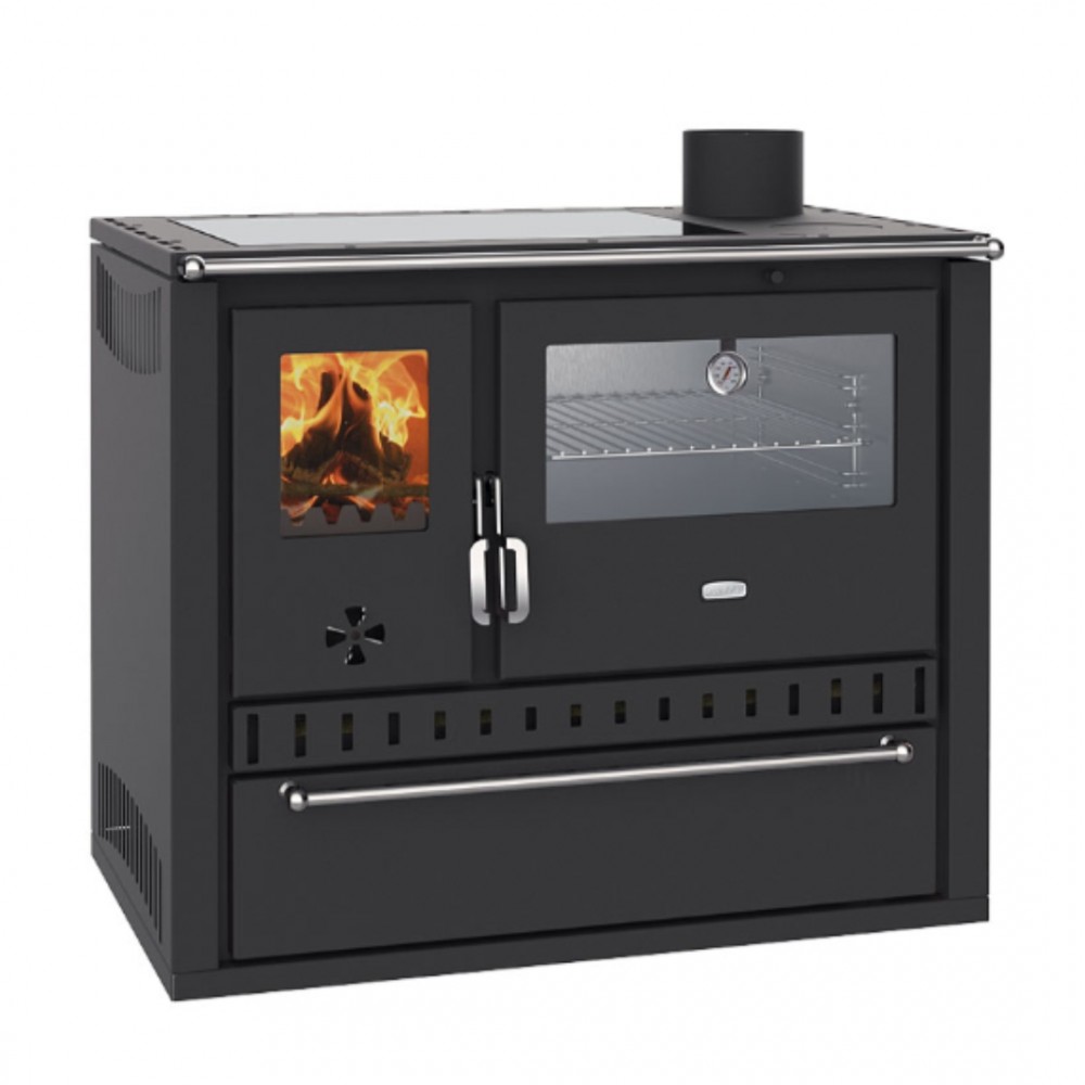 Hout fornuis met CV Prity GT W10 Zwart, met roestvrijstalen oven, keramische kookplaat en lade, 13,3 kW | Hout fornuis |  |