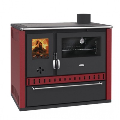 Hout fornuis Prity GT Rood, met lade, 15 kW - Houtkachels
