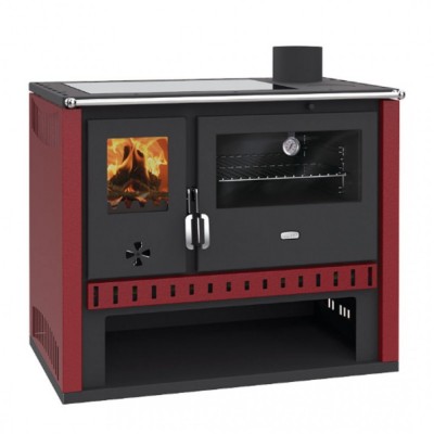 Hout fornuis Prity GT Rood, met glaskeramische hop, 15 kW - Houtkachels