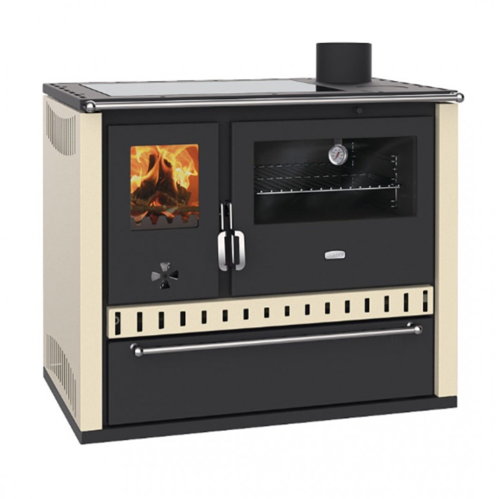 Hout fornuis Prity GT Ivoor, met keramische kookplaat en lade, 15 kW | Hout fornuis | Hout |