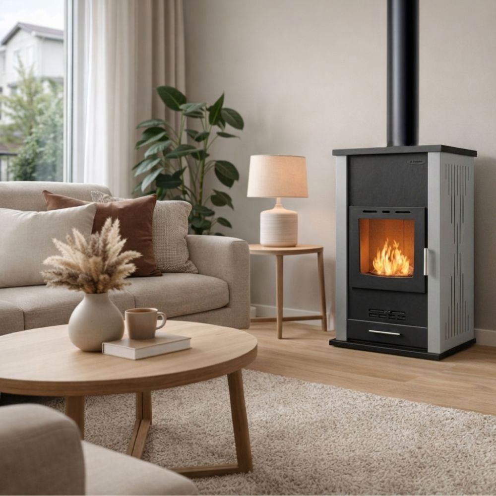 CV houtkachel Velmora Fire ATS HYDRO grijs, 33kW | CV houtkachels | Houtkachels |