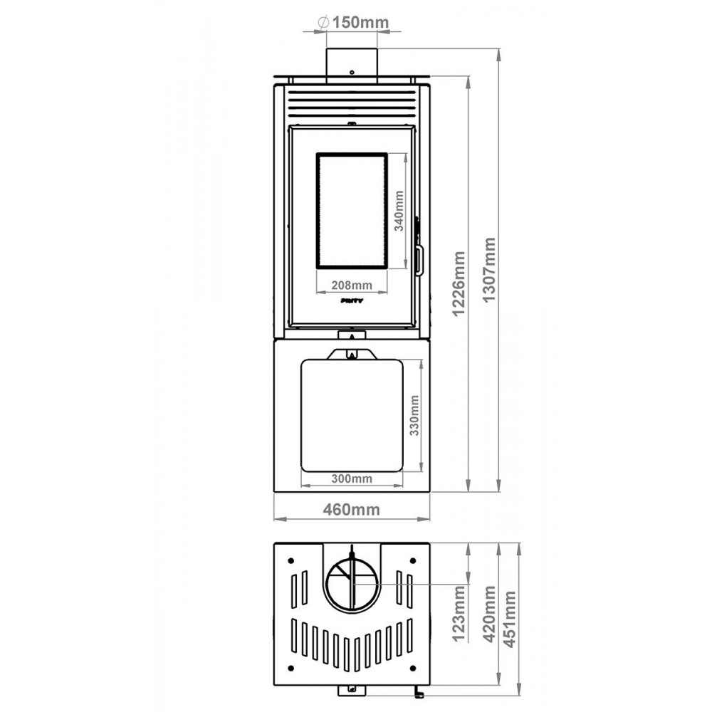 Houtkachel Prity PMV3 Е, 10.8kW | Houtkachels Prity | Prity |