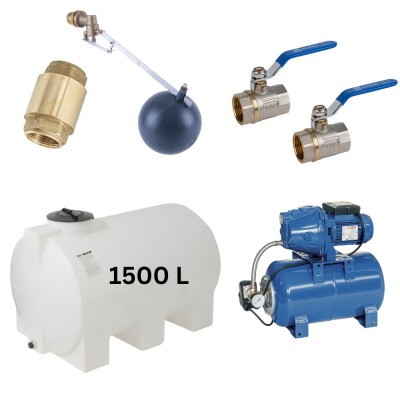 Kit "Drinkwater 1500L" met watertank Mavil (wit, horizontaal) en hydrofoorpomp Speroni - Productenvergelijking