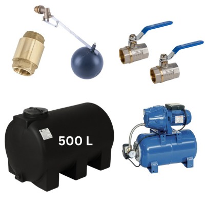 Kit "Drinkwater 500L" met Mavil watertank (zwart, horizontaal) en hydrofoorpomp Speroni - Productenvergelijking