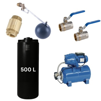 Kit "Drinkwater 750L" met Mavil watertank (zwart, cilindrisch) en hydrofoorpomp Speroni - Productenvergelijking