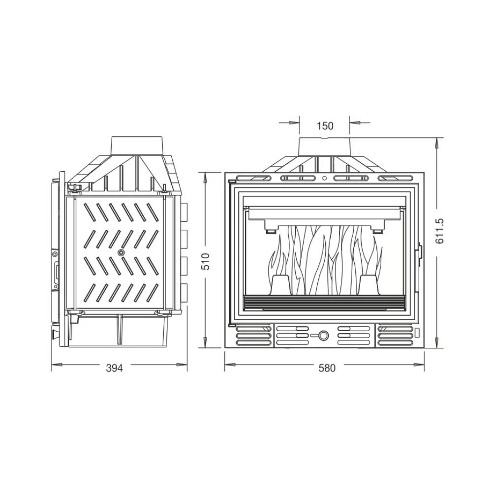 Inbouw haard UNIFLAM 600 ECO met klep en luchttoevoer, 8 kW | Gietijzeren haarden | Haarden |