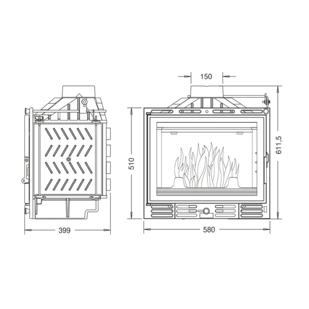 Inbouw haard UNIFLAM 600 PLUS ECO met klep en luchttoevoer, 8 kW | Gietijzeren haarden | Haarden |