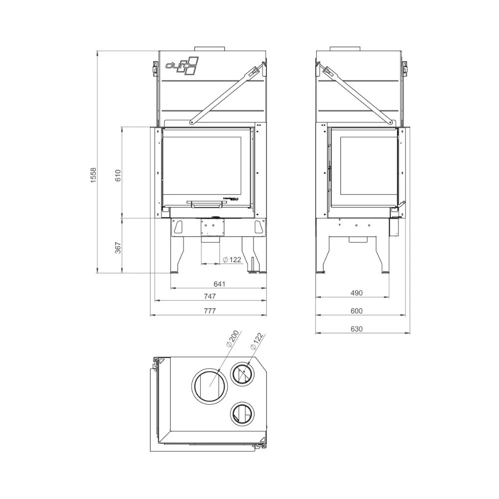 Inbouw haard UNIFLAM 660 DURO met luchtkanalen en luchttoevoer, rechterzijde, 10,25 kW | Moderne haarden | Haarden |