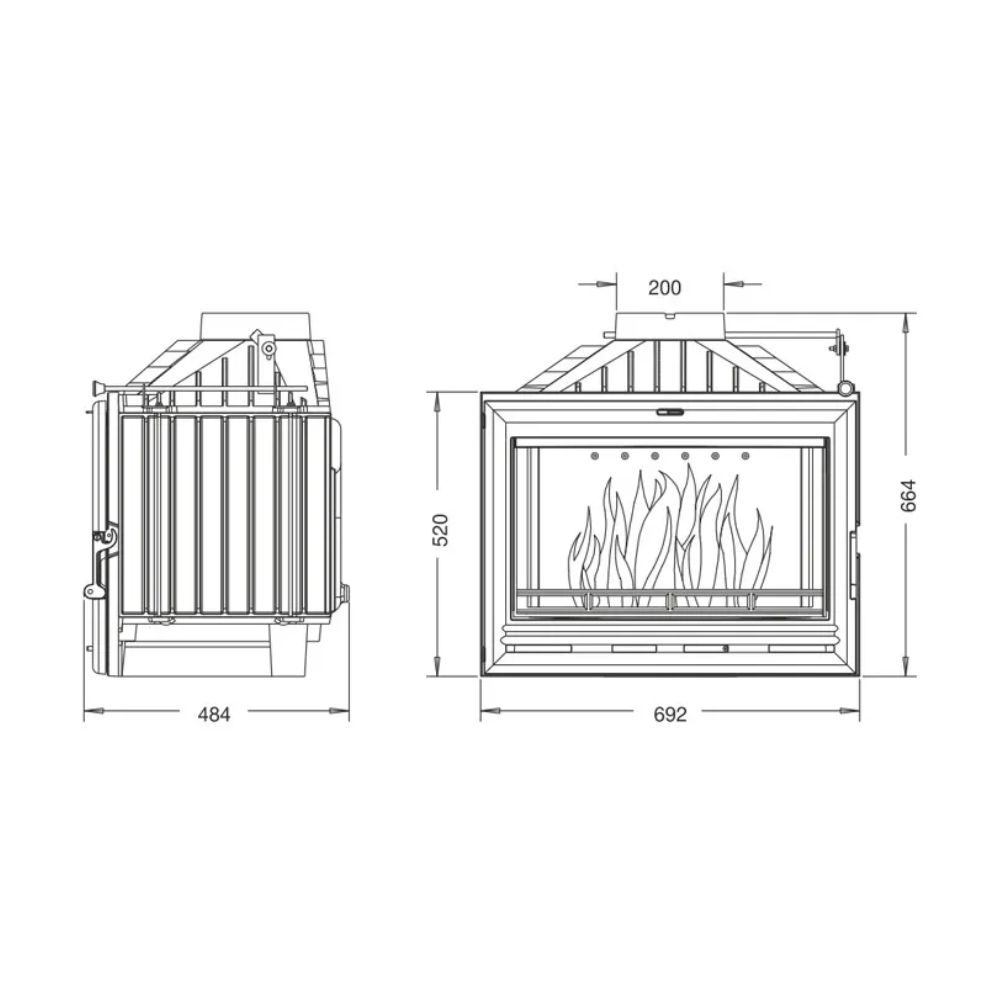 Inbouw haard UNIFLAM 700 OPTION ECO met klep en luchttoevoer, 10 kW | Gietijzeren haarden | Haarden |