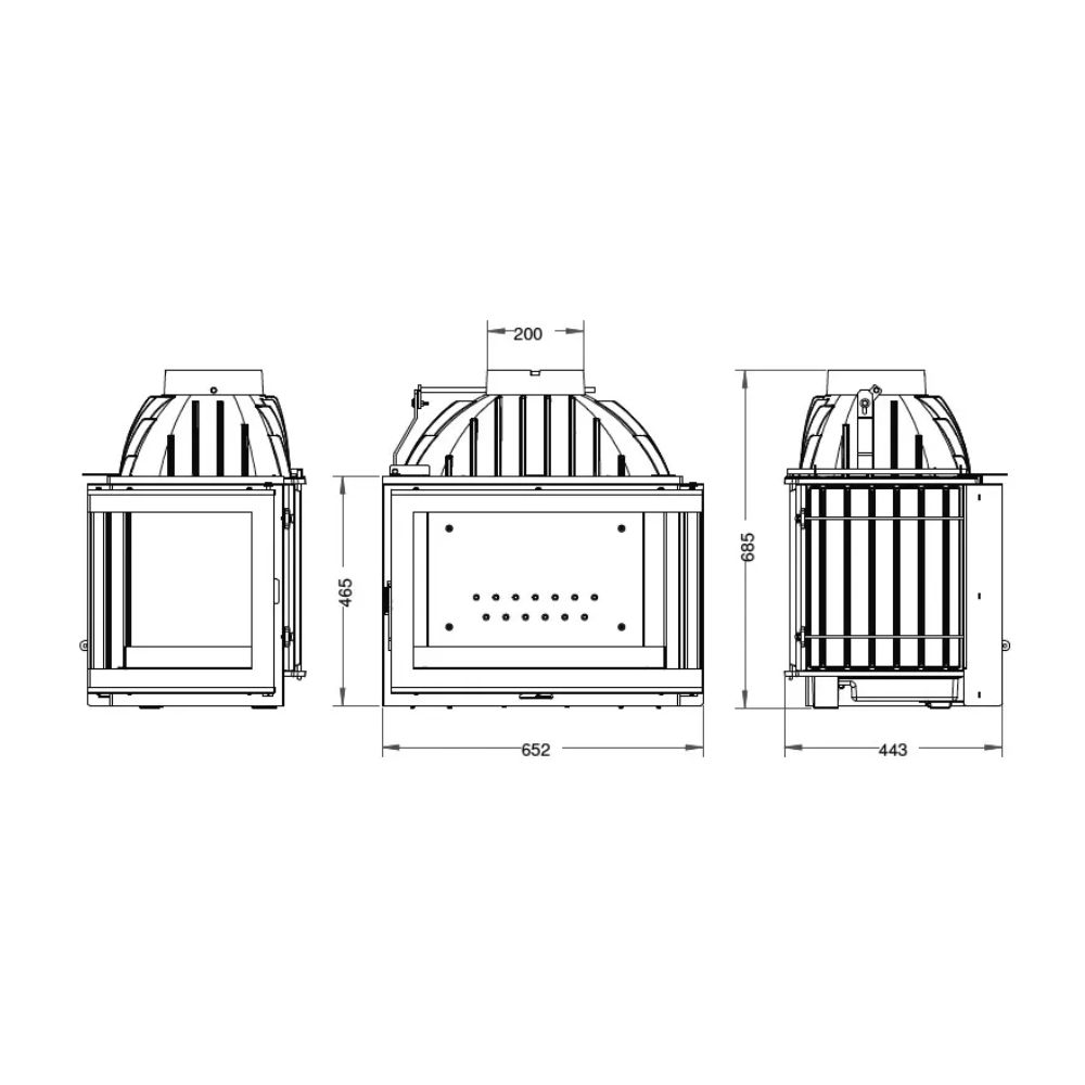 Inbouw haard UNIFLAM 700 PLUS ECO met klep en luchttoevoer, rechterzijde, 9 kW | Gietijzeren haarden | Haarden |