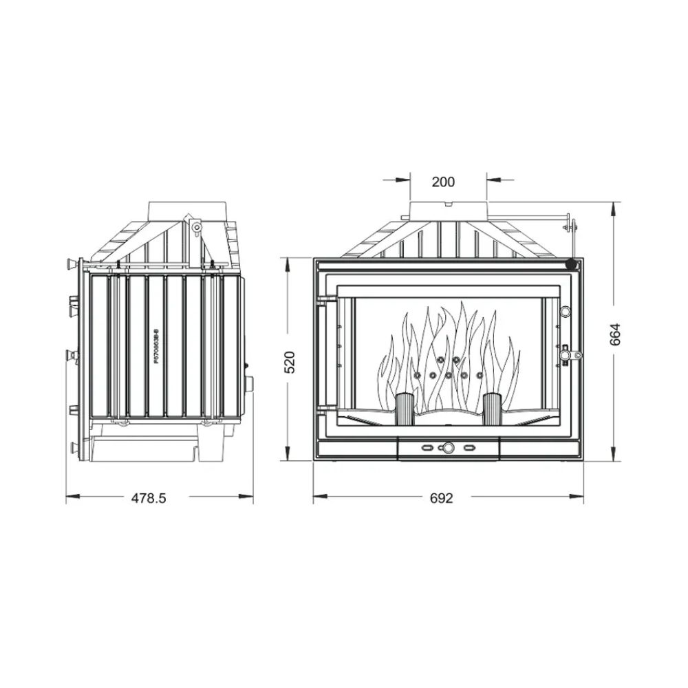 Inbouw haard UNIFLAM 700 STANDARD ECO met klep en luchttoevoer, 10 kW | Moderne haarden | Haarden |