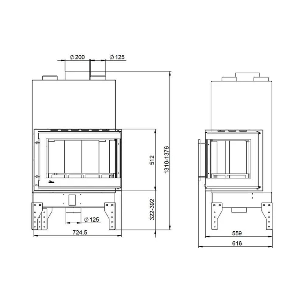 Inbouw haard UNIFLAM 760 EVO PBS met luchtkanalen en luchttoevoer, gebogen glas, linkerzijde, 10 kW | Moderne haarden | Haarden |