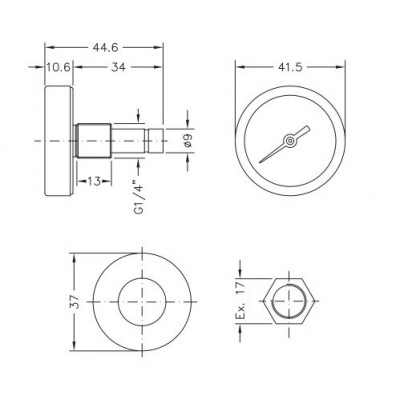 Bimetallic pyrometer Cewal, Rear stem DN40 - Productenvergelijking
