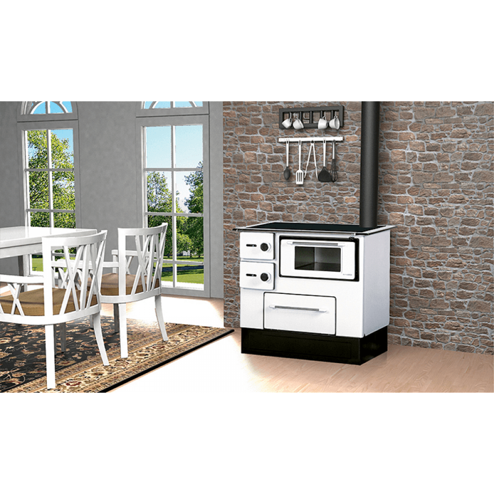 Hout fornuis Alfa Plam Regular 46 Wit Links, 5kW | Hout fornuis | Hout |