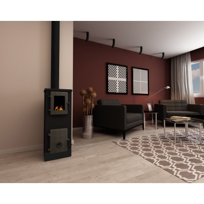 Houtkachel Alfa Plam Vulkan S Antraciet, met gietijzeren deur 4kW - Productenvergelijking