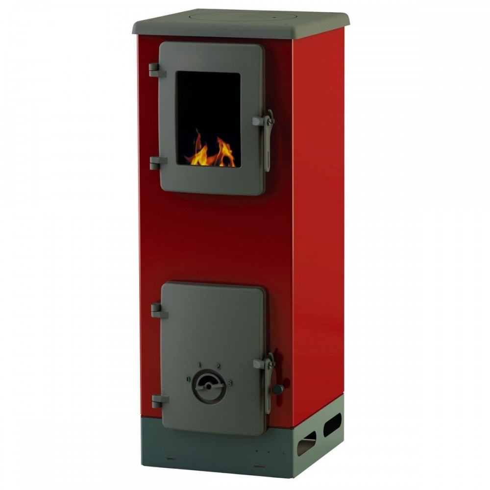 Houtkachel Alfa Plam Vulkan S Rood, met gietijzeren deur 4kW | Gietijzeren houtkachels | Houtkachels |