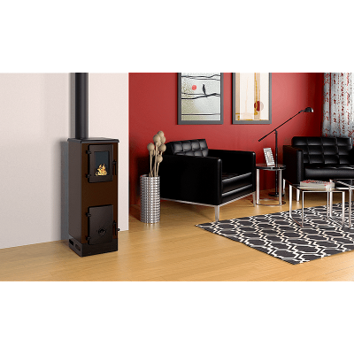 Houtkachel Alfa Plam Vulkan S Bruin, met gietijzeren deur 4kW - Productenvergelijking