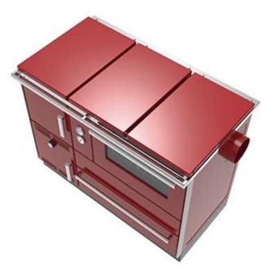 Hout fornuis met CV Alfa Plam Alfa Term 35 Rood, 32kW - Hout fornuis met CV