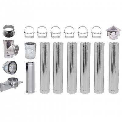 Rookkanaal set, Roestvrij staal Geïsoleerd Ф250 (binnendiameter), 7,7m - Productenvergelijking