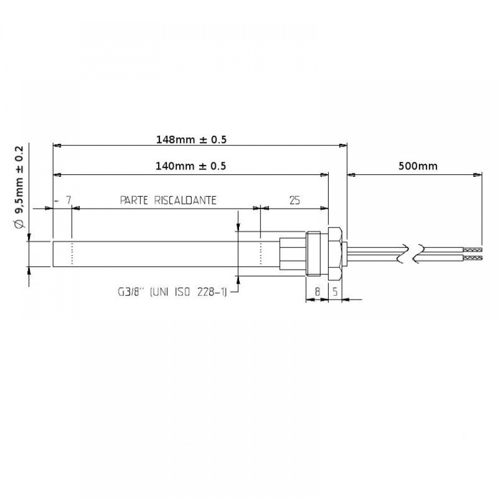 Gloeibougie pelletkachel voor MCZ, RED en andere, totale lengte 148mm, 350W | Gloeibougie | Pelletkachel onderdelen |