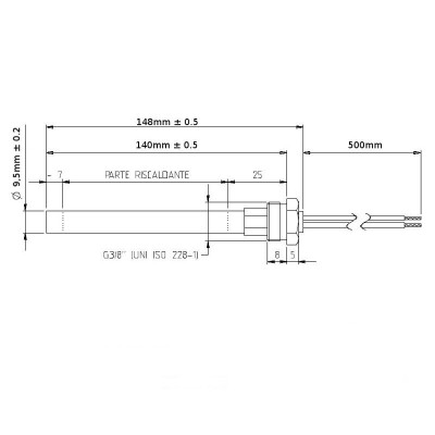 Gloeibougie pelletkachel voor MCZ, RED en andere, totale lengte 148mm, 350W - Productenvergelijking