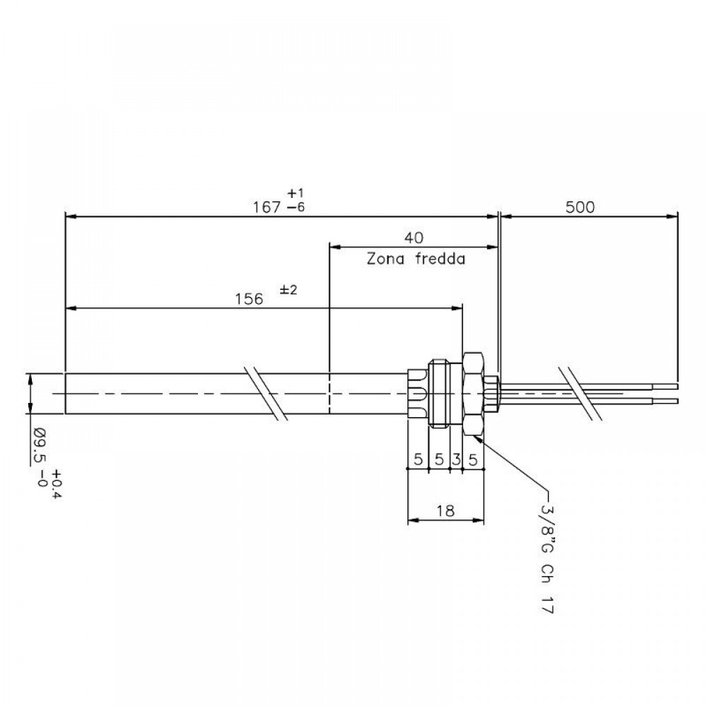 Gloeibougie pelletkachel voor Ecoteck, Ravelli en anderen, totale lengte 167mm, 250W | Gloeibougie | Pelletkachel onderdelen |