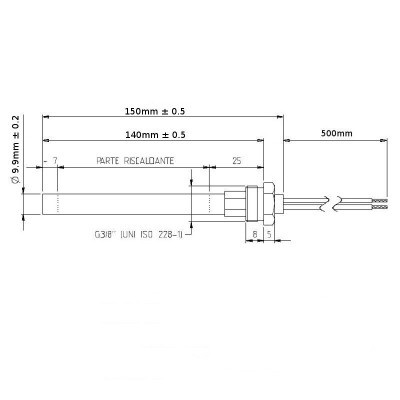 Gloeibougie pelletkachel voor Adler, Arce, CS Thermos, Karmek One, Piazzetta, Evacalor, Superior e.a., totale lengte 150 mm, 280W - Productenvergelijking