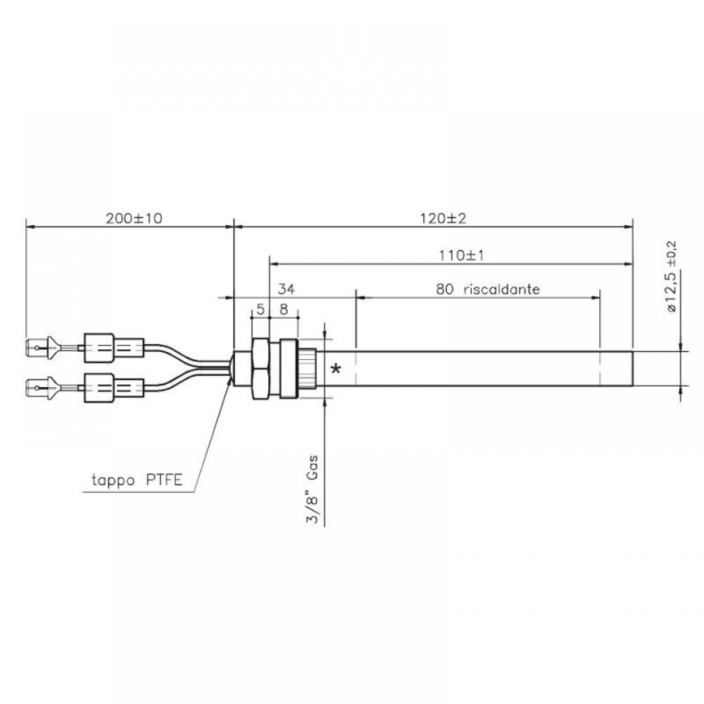 Gloeibougie pelletkachel voor Girolami, totale lengte 120mm, 235W | Gloeibougie | Pelletkachel onderdelen |
