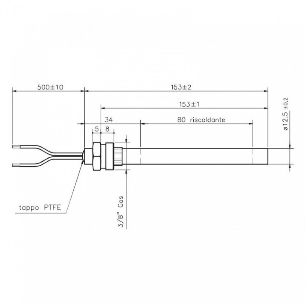 Gloeibougie pelletkachel voor Pyros, Naturaline, Whitfield en andere, totale lengte 163mm, 330W - x2 | Gloeibougie voor pelletkachel | Pelletkachel onderdelen |
