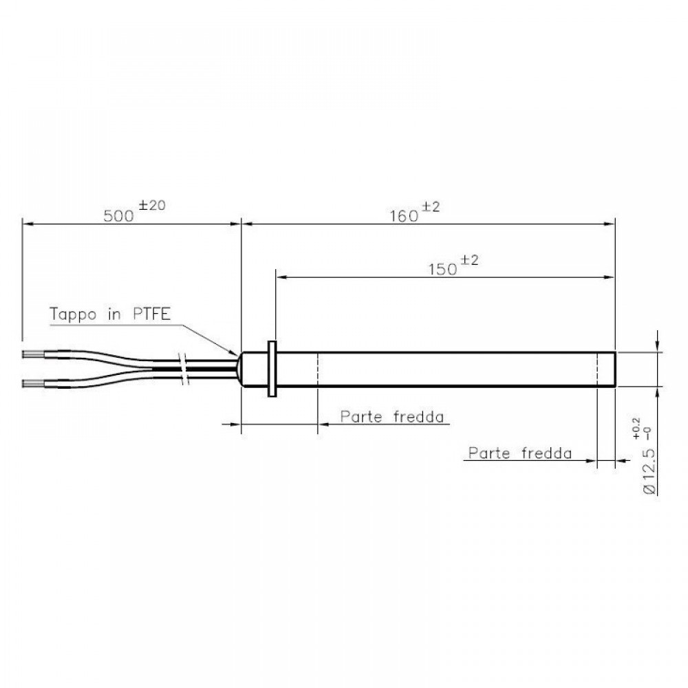 Gloeibougie pelletkachel voor Alfa Plam, Palazzetti, Biasi, Olimpia Splendid, Olsberg Libera, Royal, Thermorossi en andere, totale lengte 160mm, 350W | Gloeibougie voor pelletkachel | Pelletkachel onderdelen |