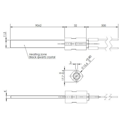 Gloeibougie pelletkachel met zwart kwartskristal voor Eco Spar, BURNiT, Palazzetti, Ravelli, MCZ, totale lengte 122mm, 300W - Productenvergelijking
