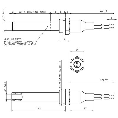 Keramische gloeibougie pelletkachel Eco Spar, BURNiT, Warmflow, Adler, AMG, Ecoteck en anderen, totale lengte 88mm, 250W - x2 - Gloeibougie voor pelletkachel
