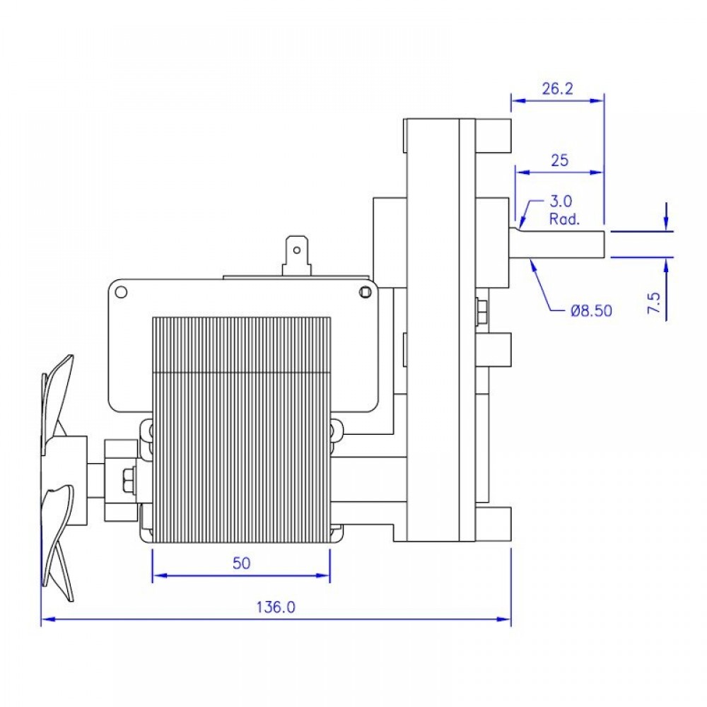 Vijzelmotor pelletkachel Mellor FB1146, 5.3RPM voor Ecoteck, Lincar, Moretti Design, Ravelli, Thermorossi, Ungaro en andere | Vijzelmotor | Pelletkachel onderdelen |